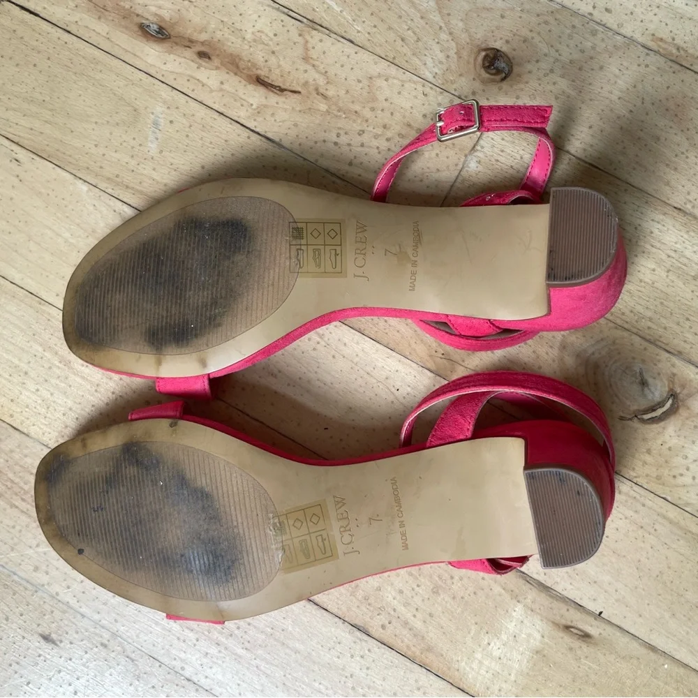 J. Crew pink heels women’s size 7 wrap suede Sleek‎ Minimalist Design